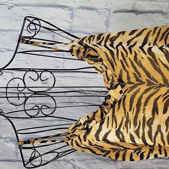 ADRIENNE Ruffled Animal Print Tank‎ Top Size Small - Picture 2 of 8